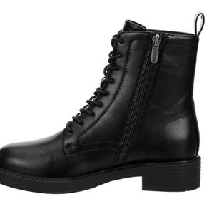 Xappeal Sleek Black Combat Boots worn by Melina Trump